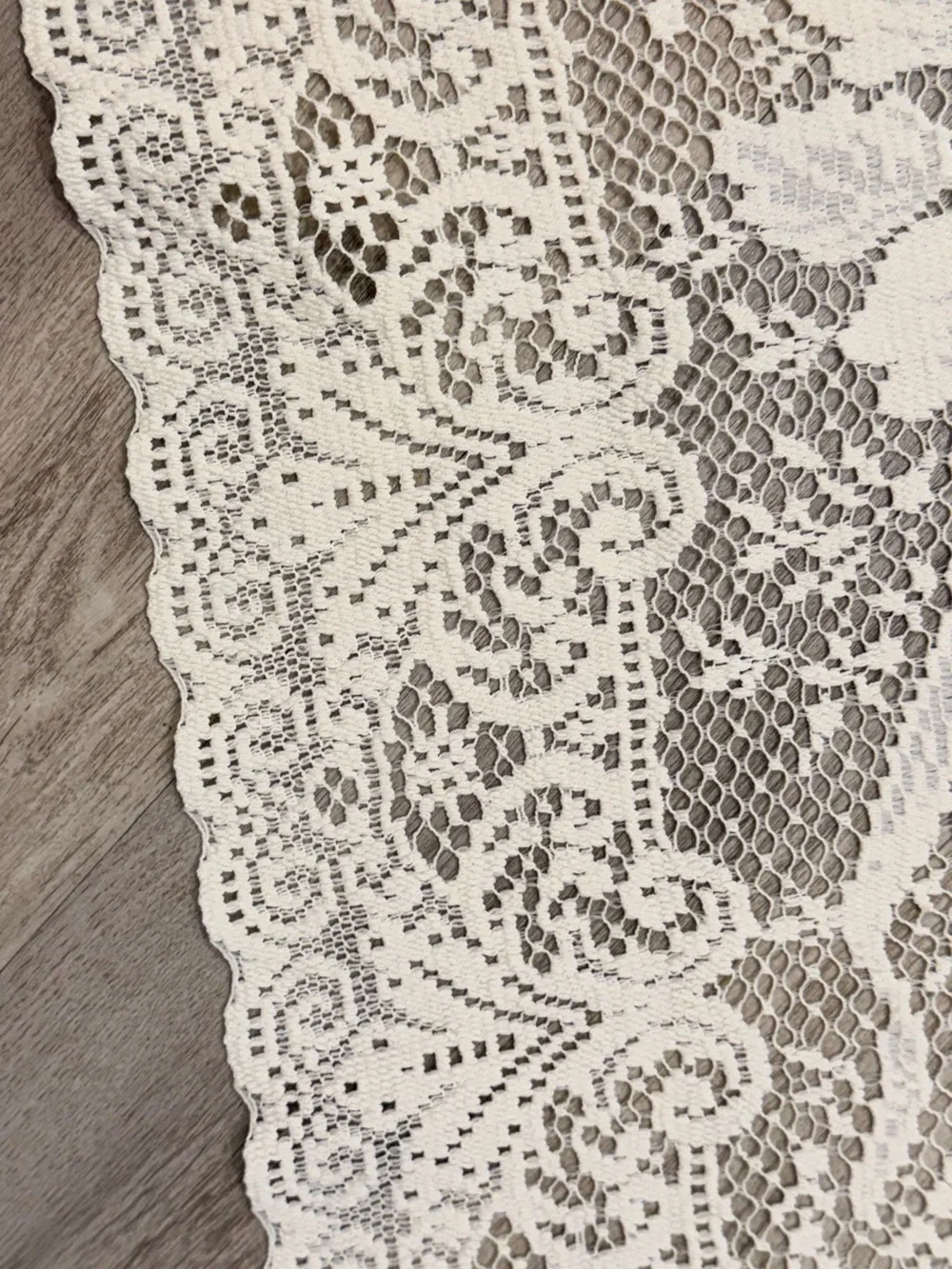 Ivory Cotton Floral Lace Victorian Double Rod Curtains 60